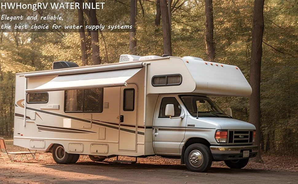 RV Water Inlet with Cover, Gravity Water Fill Inlet with Square Bayonet Style Cap Magnetic Attraction and Lock Keys, Fresh Water