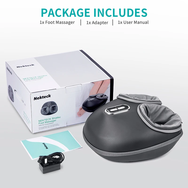 Nekteck Foot Massager Heating Therapy Air Compression Shiatsu Knead Roller Muscle Relaxation Electric Foot Massage Machine