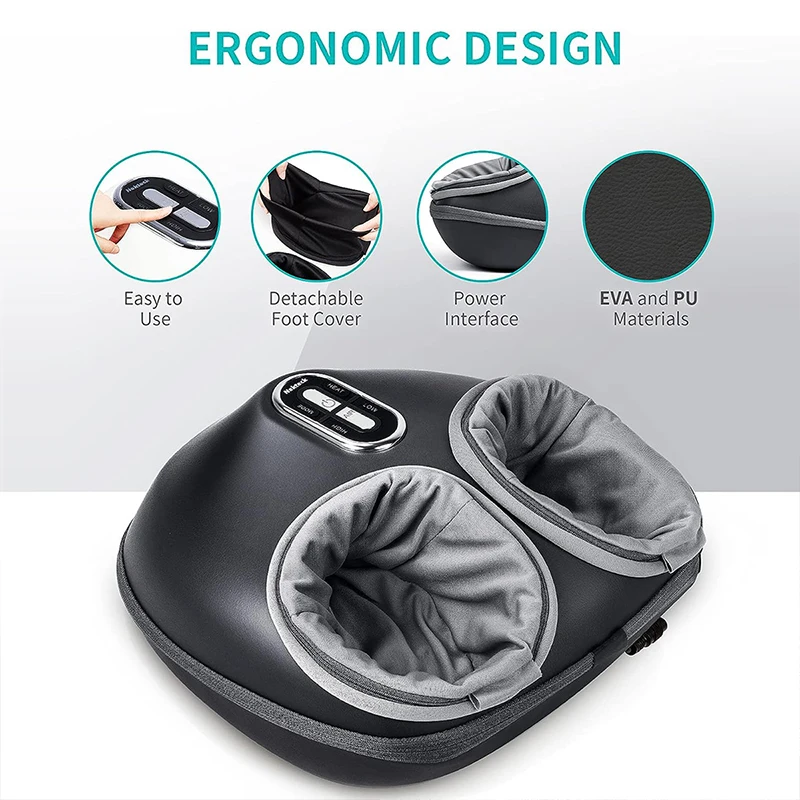 Nekteck Foot Massager Heating Therapy Air Compression Shiatsu Knead Roller Muscle Relaxation Electric Foot Massage Machine