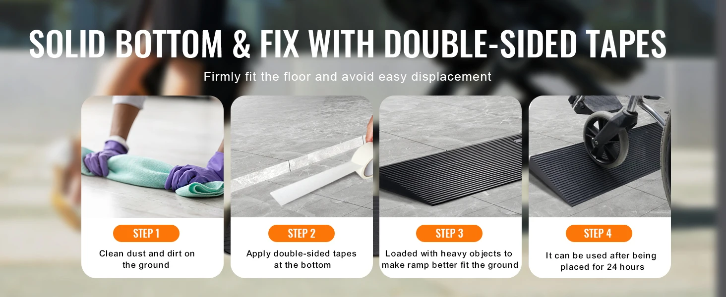 SucceBuy 1.2" Rise Threshold Ramp Cuttable Natural Rubber Wheelchair Ramp Scooter with Double-Sided Tape for Doorways Driveways