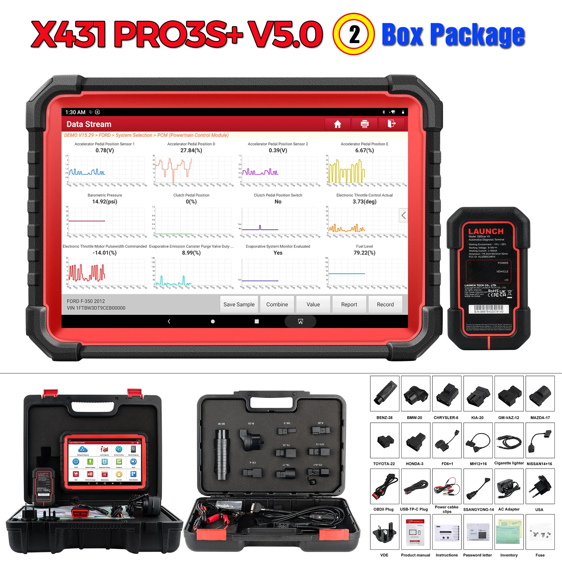 LAUNCH X431 PRO3S+ V5.0 10.1" Full system Automotive Diagnostic tools ECU Coding Active test obd2 scannner pk x431 pro v+