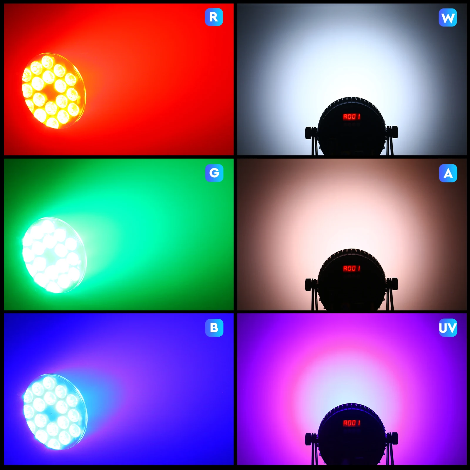 U'King 4PCS 150W LED Par Light 18x10W RGBWA+UV Waterproof 6in1 18LED Fixture Beads Stage Light DMX512 DJ Light for Disco Dance