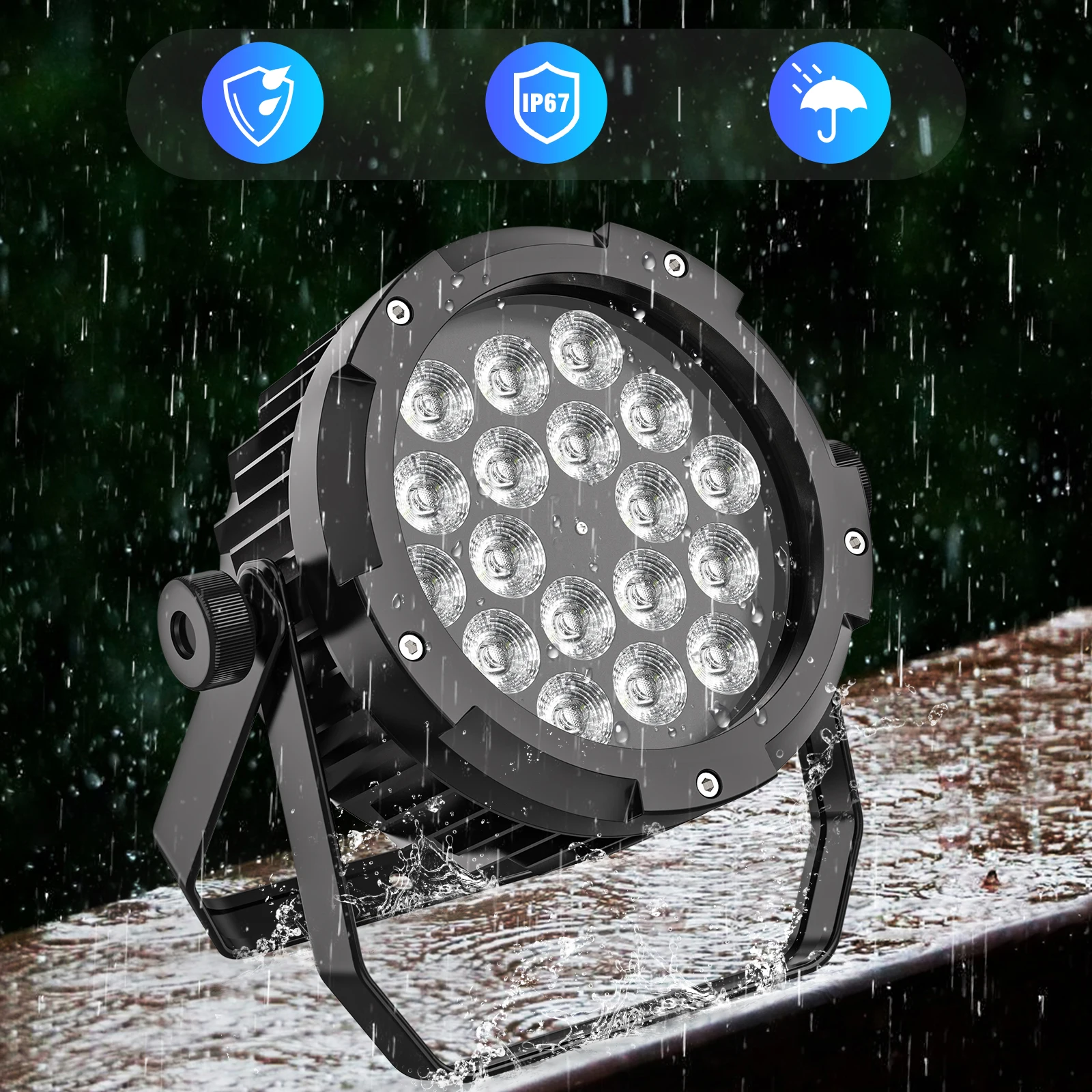 U'King 4PCS 150W LED Par Light 18x10W RGBWA+UV Waterproof 6in1 18LED Fixture Beads Stage Light DMX512 DJ Light for Disco Dance