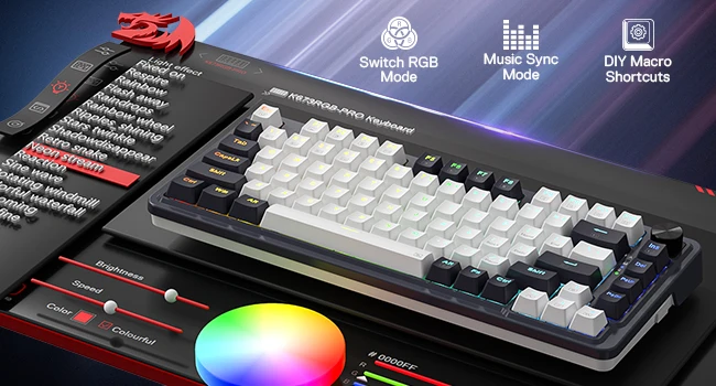 Redragon K673 PRO 75% Wireless Gasket RGB Gaming Keyboard, 3-Modes 81 Keys Compact Mechanical Keyboard Hot-Swap Red Switch