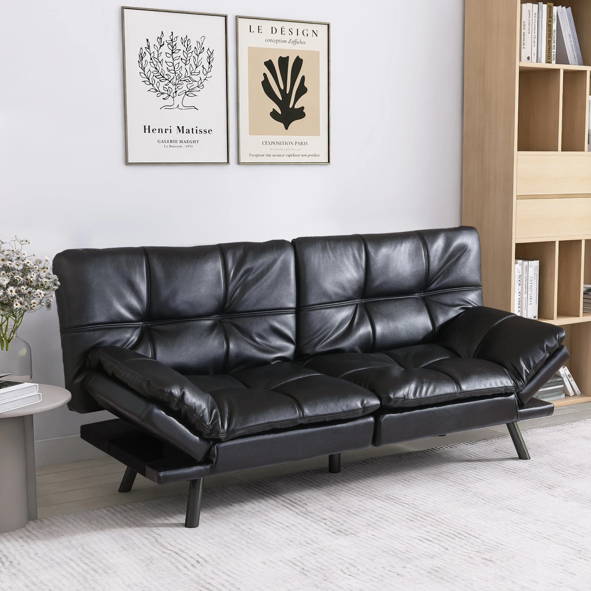 Hcore Futon Sofa Bed,Sleeper Convertible Futon Couch,Memory Foam Futon Couch,Convertible Loveseat Sofa Bed
