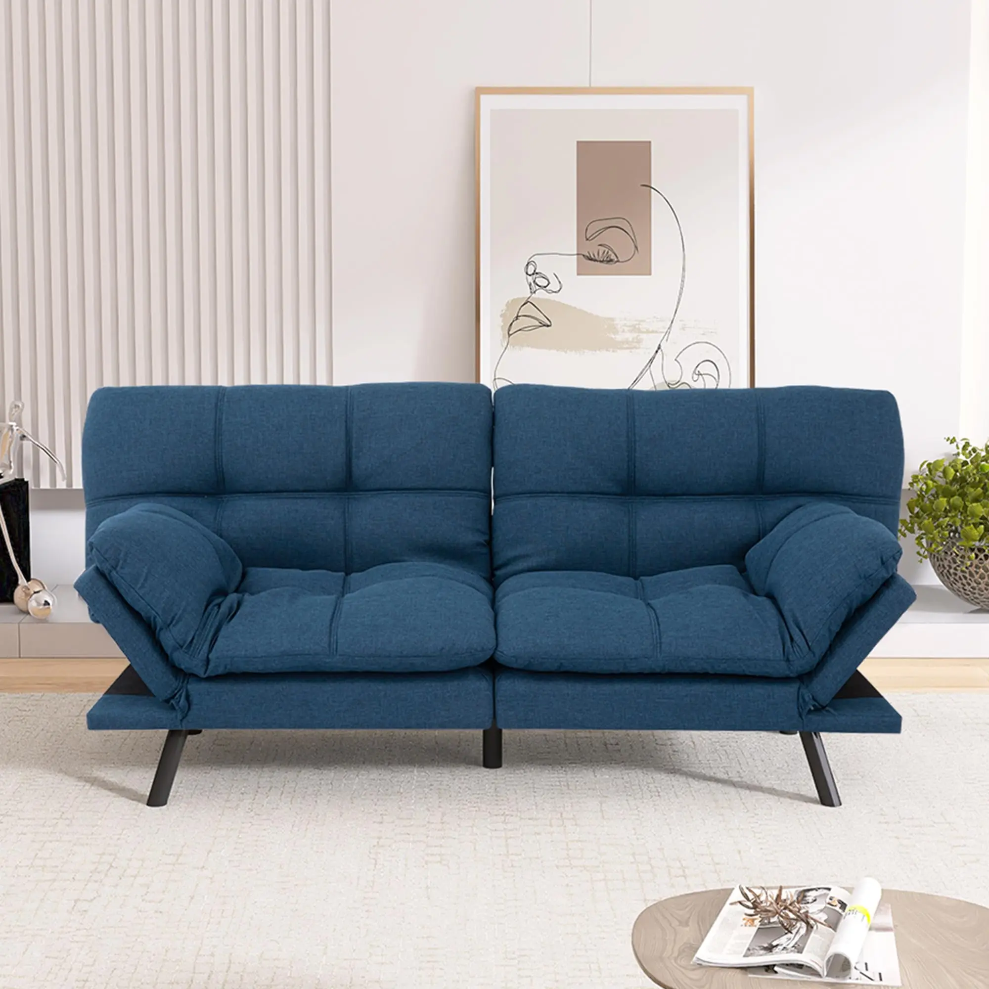 Hcore Futon Sofa Bed,Sleeper Convertible Futon Couch,Memory Foam Futon Couch,Convertible Loveseat Sofa Bed