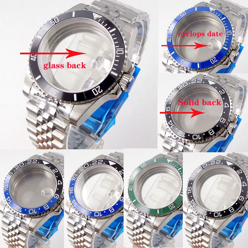 20ATM Dive Case 40mm Fit NH35 NH36 NH34 GMT ETA 2824 PT5000 Steel Watch Case Jubilee Bracelet Sapphire Glass Slide Buckle