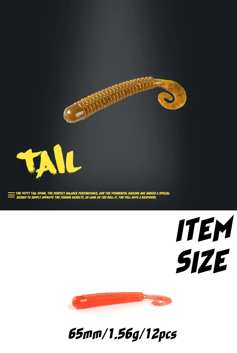 SUPERCONTINENTWobbler soft lure with tail, artificial bait ideal for bass fishing, 65mm, 45mm