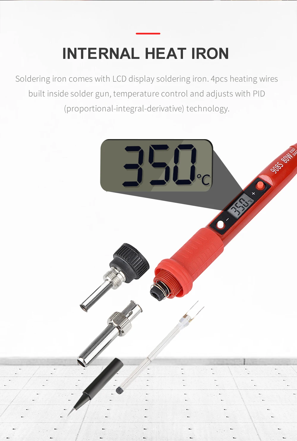 JCD Electric Soldering Iron 80W LCD Digital Display Adjustable Temperature Soldering Iron Set 220V/110V Welding Solder Tools