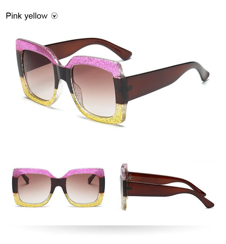 Oversized Square Sunglasses Woman Brand Designer Clear Lenses Sun Glasses Female Three Colors Big Frame Party Eye Glasses Oculos