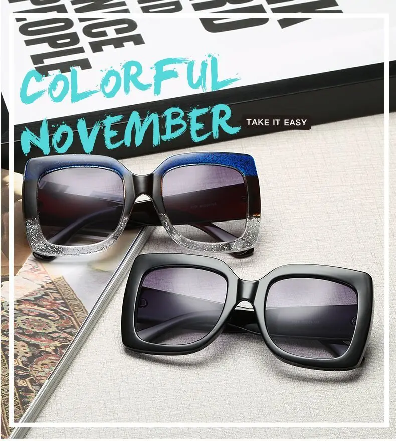 Oversized Square Sunglasses Woman Brand Designer Clear Lenses Sun Glasses Female Three Colors Big Frame Party Eye Glasses Oculos