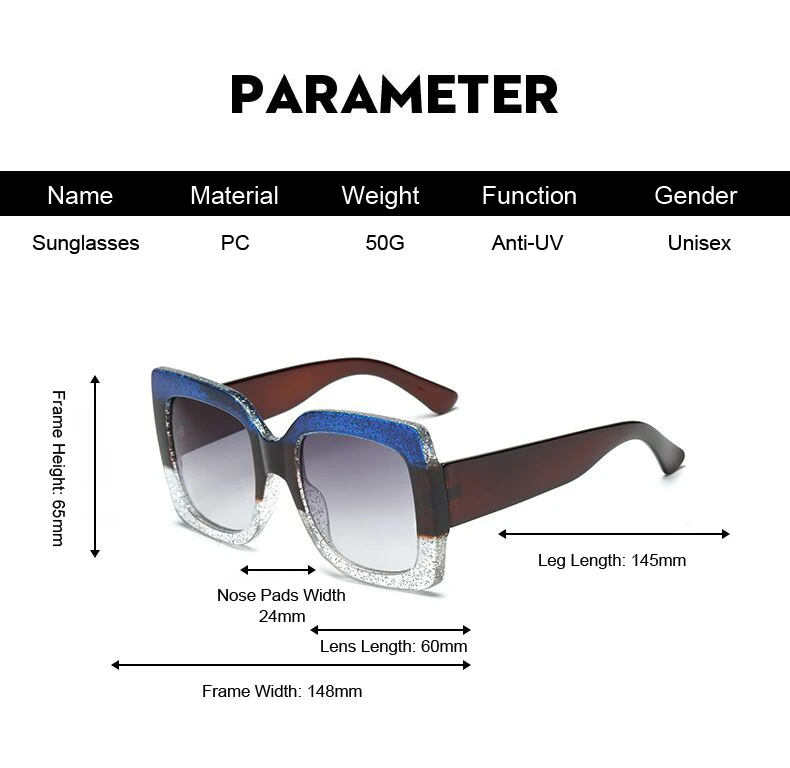 Oversized Square Sunglasses Woman Brand Designer Clear Lenses Sun Glasses Female Three Colors Big Frame Party Eye Glasses Oculos