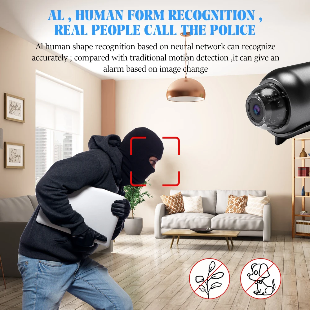1080P HD Mini Wifi Camera Wireless Smart Home Security Surveillance Micro Camcorder 140° Angle Home IP Night Vision Monitor
