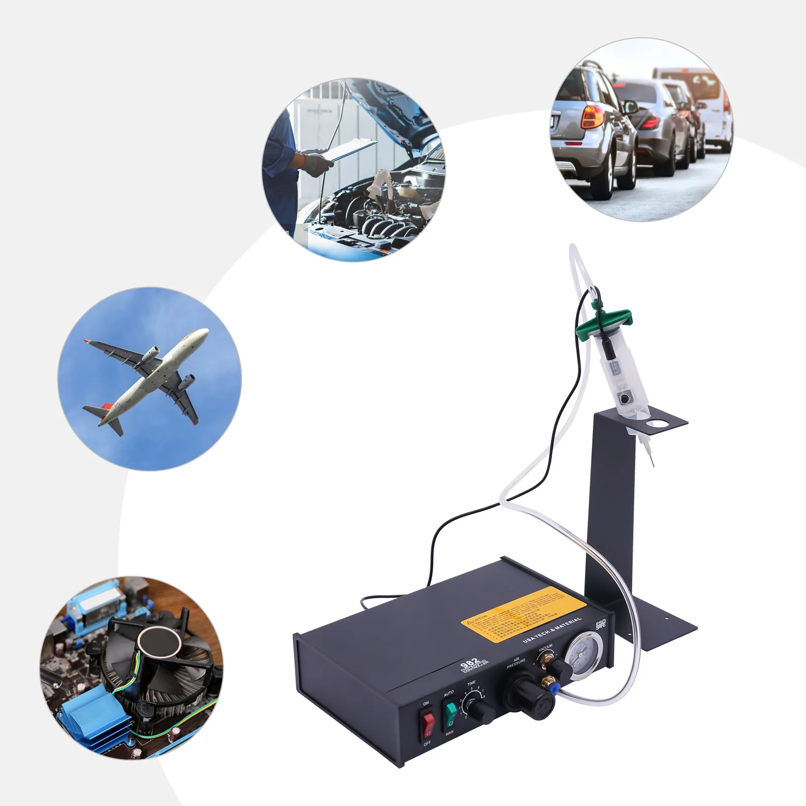 Semi‑Automatic Pneumatic Glue Dispenser, Solder Paste Adhesive Dispensing Controller with Vacuum Back‑Suction for Electronic Component Bonding