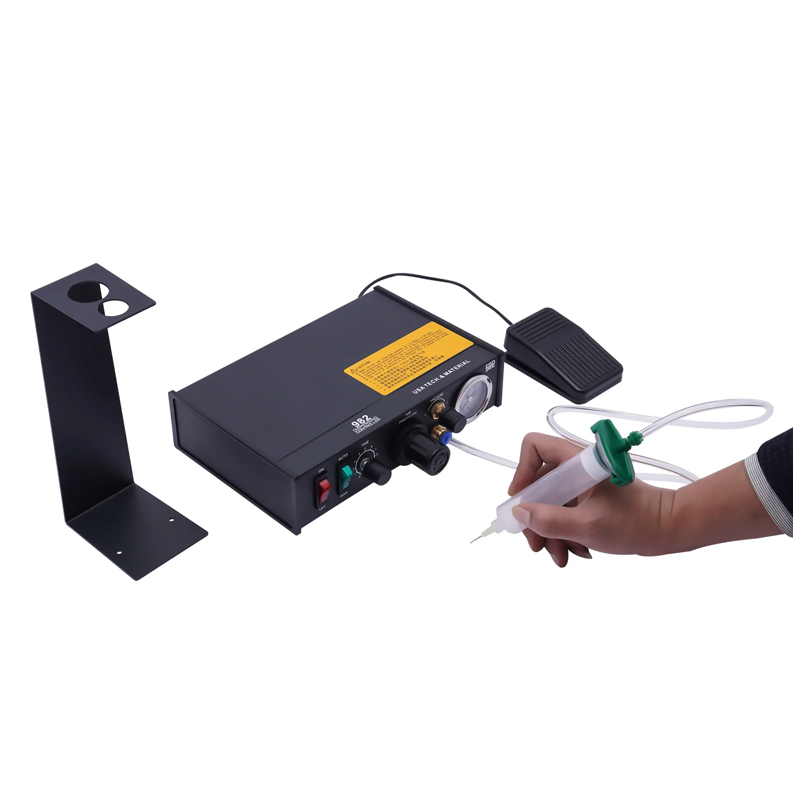 Semi‑Automatic Pneumatic Glue Dispenser, Solder Paste Adhesive Dispensing Controller with Vacuum Back‑Suction for Electronic Component Bonding