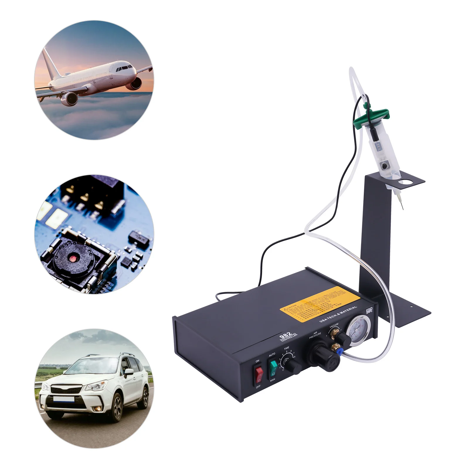 Semi‑Automatic Pneumatic Glue Dispenser, Solder Paste Adhesive Dispensing Controller with Vacuum Back‑Suction for Electronic Component Bonding