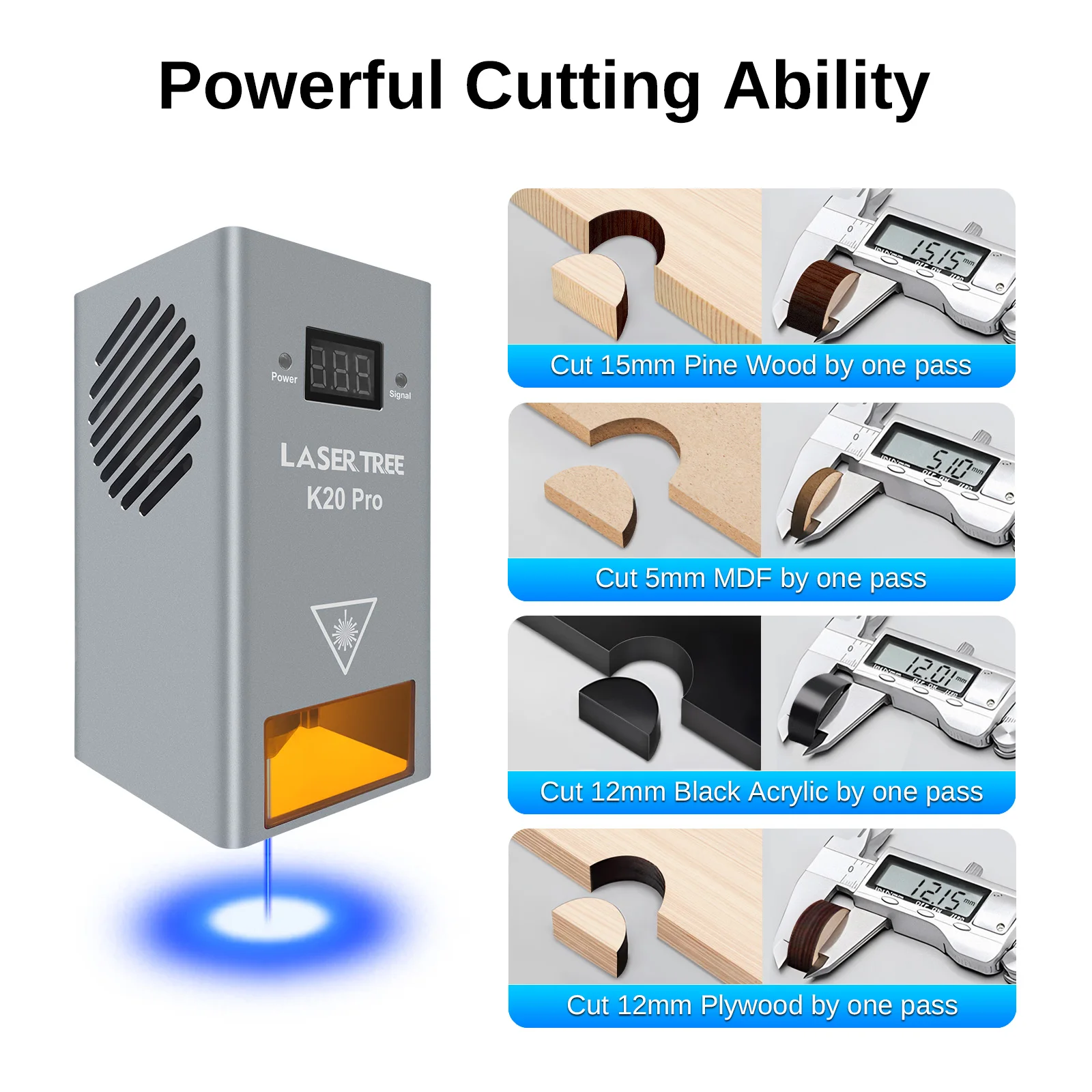 LASER TREE 20W Optical Power Laser Module with Air Assist Nozzle Diode Laser Head for CNC Engraving Cutting Machine DIY Tools