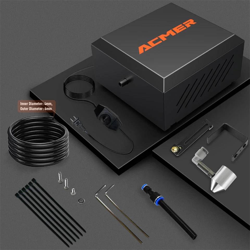 ACMER C4 Air Pump 30L/min Air Airflow Assist Kit Remove Smoke Dust Adjustable Air Assist System for Laser Engraving Machine