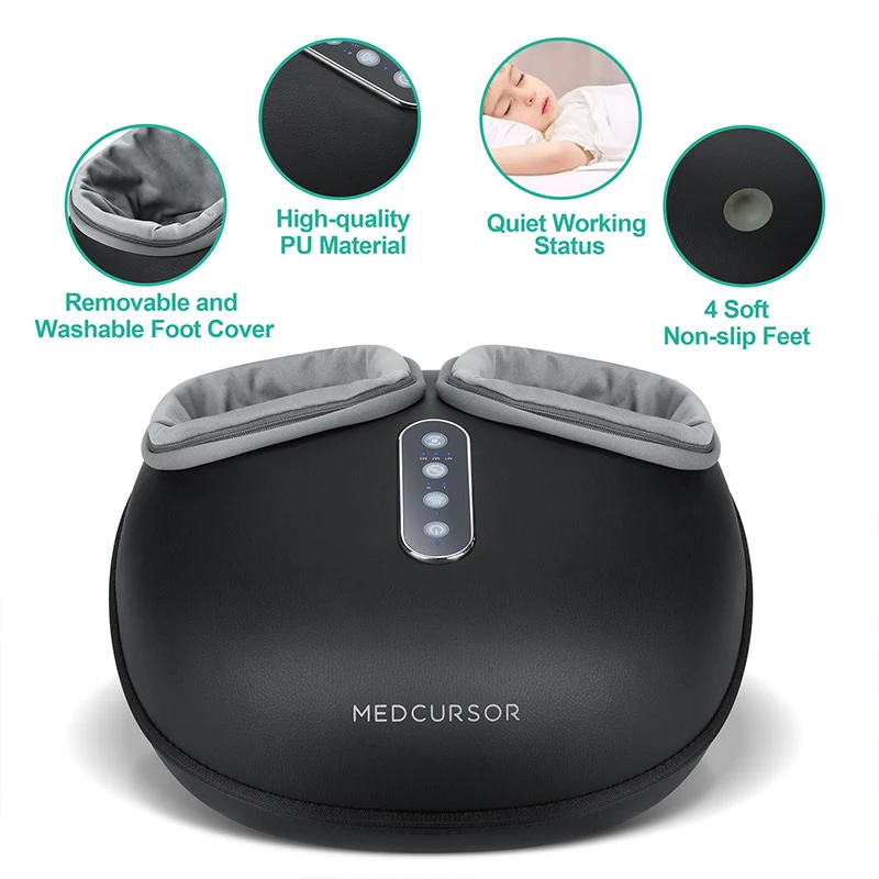 Medcursor Electric Shiatsu Foot Massager with Soothing Heat, Deep Kneading Roller for Relaxation, Foot Massage Machine for Home Office
