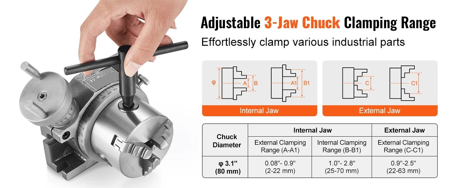 SucceBuy Precision Milling Rotary Table 4''/100mm Horizontal Vertical Model with 3-Jaw Chuck Indexing Tools for Milling Machines