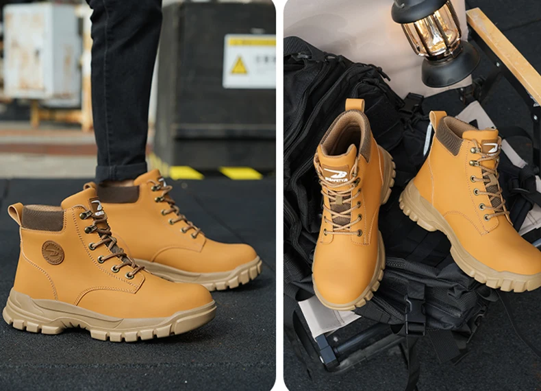 High-top PU anti-smash anti-puncture breathable safety shoes
