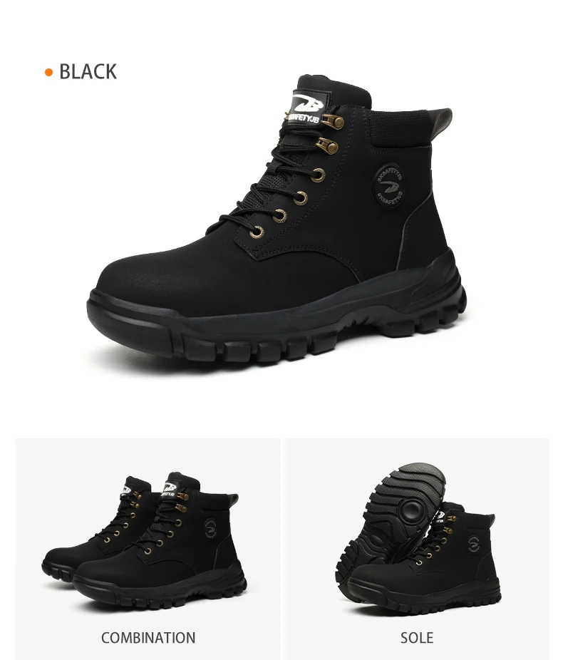 High-top PU anti-smash anti-puncture breathable safety shoes