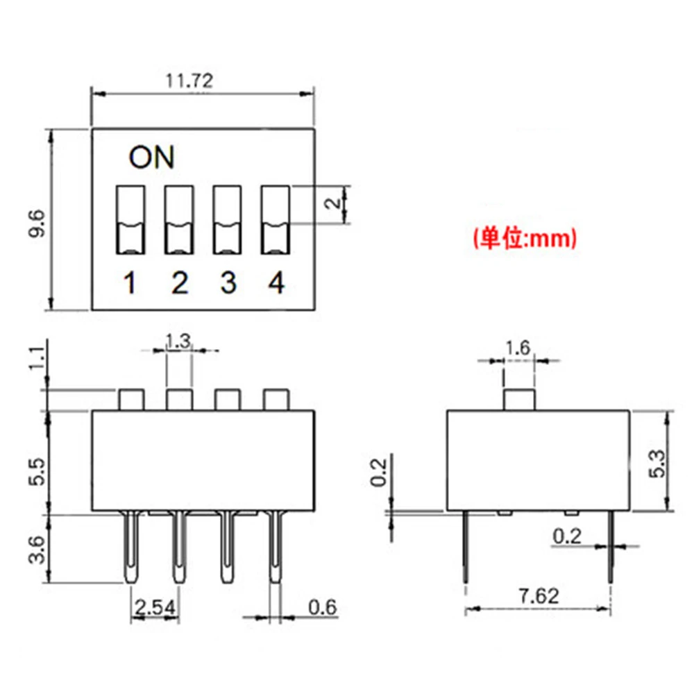 35PCS/LOT Blue Dip Switch 1 2 3 4 5 6 8 Way 2.54mm Toggle Switch Snap Switches Mixed Kit Each 5PCS Combination Set