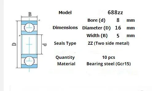 Miniature Bearing Multiple 10 Pieces 681ZZ 682ZZ 683zz 684zz 685zz 686zz 687zz 688zz 689zz 684RS 686RS 688RS 689zz