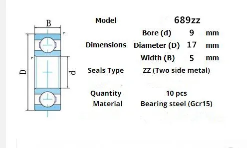 Miniature Bearing Multiple 10 Pieces 681ZZ 682ZZ 683zz 684zz 685zz 686zz 687zz 688zz 689zz 684RS 686RS 688RS 689zz