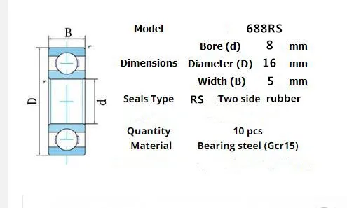 Miniature Bearing Multiple 10 Pieces 681ZZ 682ZZ 683zz 684zz 685zz 686zz 687zz 688zz 689zz 684RS 686RS 688RS 689zz