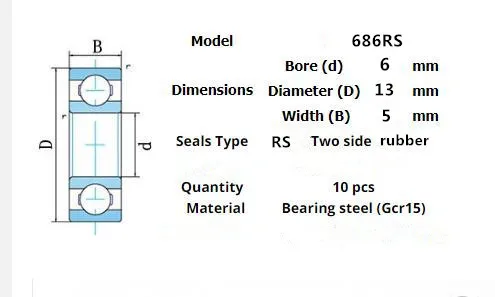 Miniature Bearing Multiple 10 Pieces 681ZZ 682ZZ 683zz 684zz 685zz 686zz 687zz 688zz 689zz 684RS 686RS 688RS 689zz