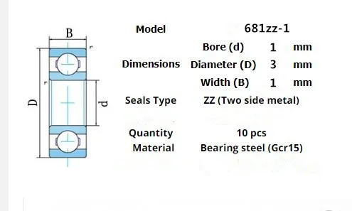 Miniature Bearing Multiple 10 Pieces 681ZZ 682ZZ 683zz 684zz 685zz 686zz 687zz 688zz 689zz 684RS 686RS 688RS 689zz