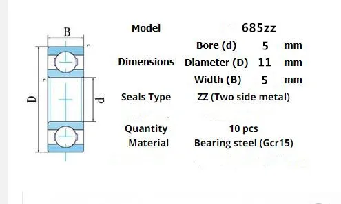 Miniature Bearing Multiple 10 Pieces 681ZZ 682ZZ 683zz 684zz 685zz 686zz 687zz 688zz 689zz 684RS 686RS 688RS 689zz