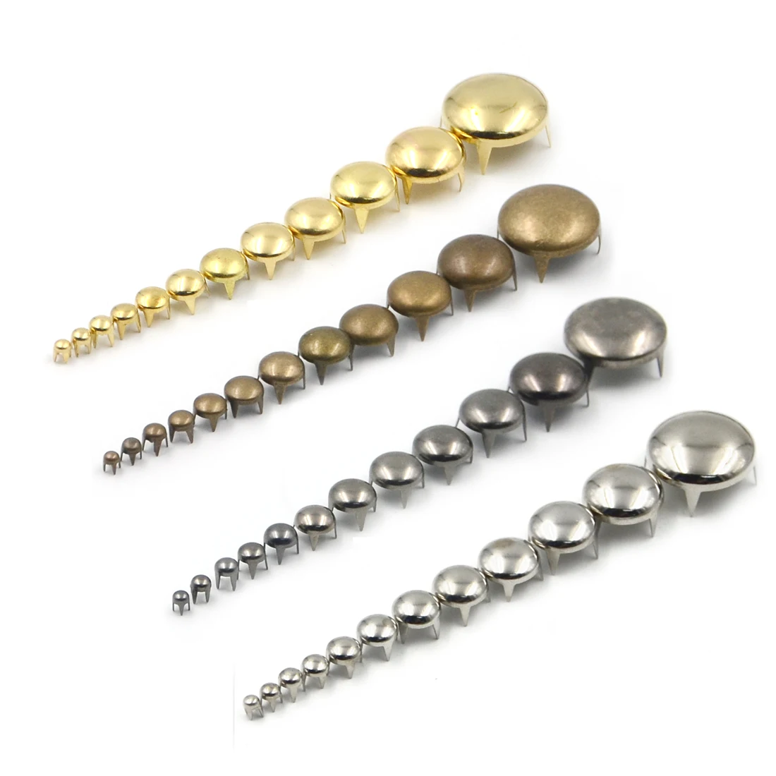 100Pcs 2.5-16mm Round Dome Spike Studs Spots Rivets Nailhead Punk Rock DIY Leather Craft For Clothing Bag Shoes Parts Decoration