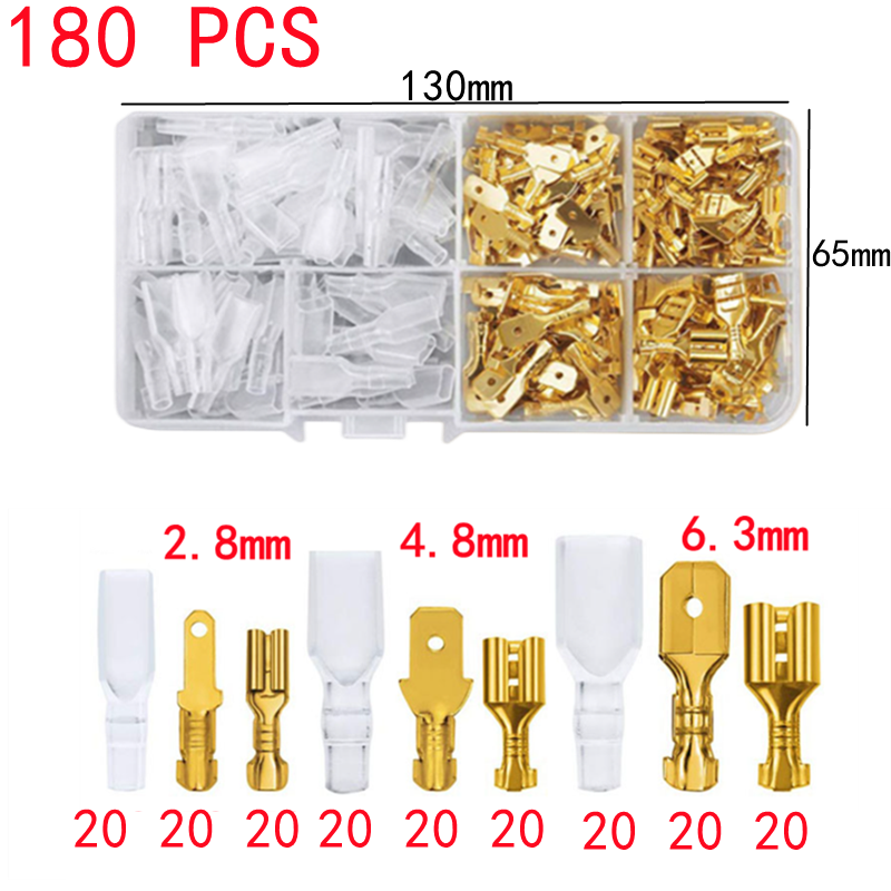 Box,Bullet Type Lnsulated Electrical Connector,Female and Male Wire Connector,Brass Electrical Crimp Terminalss,Car Accessories