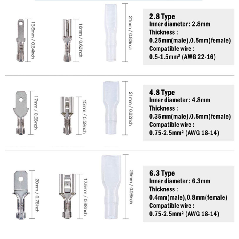 Box,Bullet Type Lnsulated Electrical Connector,Female and Male Wire Connector,Brass Electrical Crimp Terminalss,Car Accessories