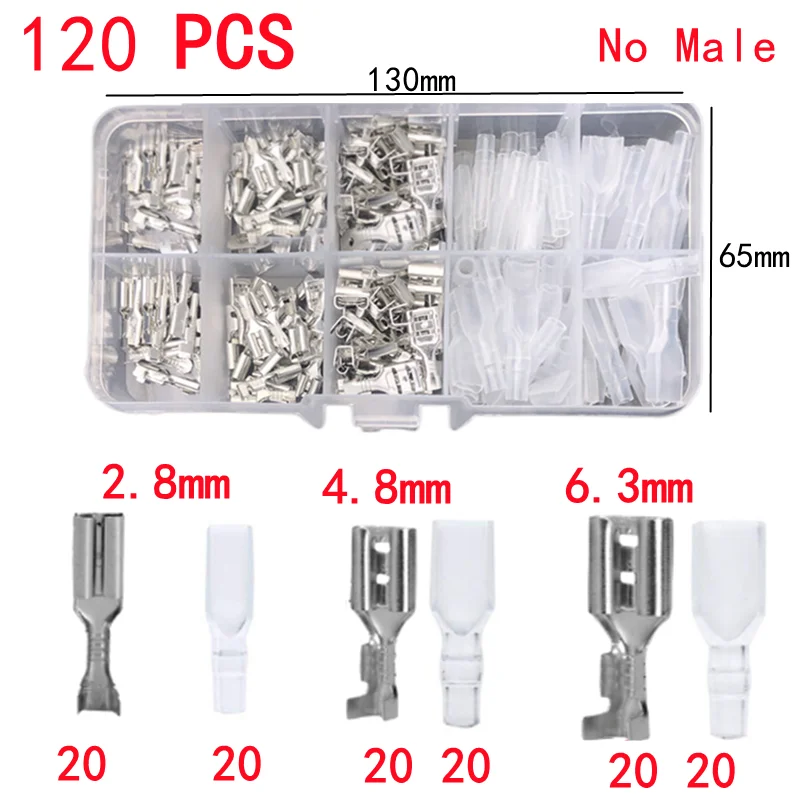 Box,Bullet Type Lnsulated Electrical Connector,Female and Male Wire Connector,Brass Electrical Crimp Terminalss,Car Accessories