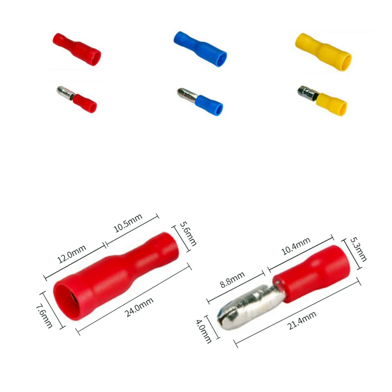 Box,Bullet Type Lnsulated Electrical Connector,Female and Male Wire Connector,Brass Electrical Crimp Terminalss,Car Accessories