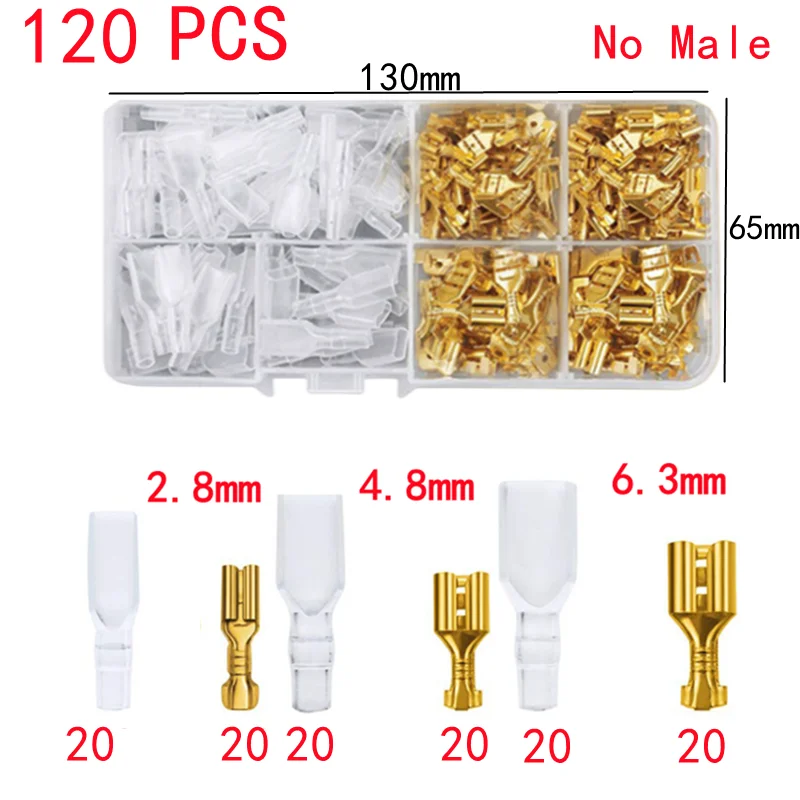 Box,Bullet Type Lnsulated Electrical Connector,Female and Male Wire Connector,Brass Electrical Crimp Terminalss,Car Accessories