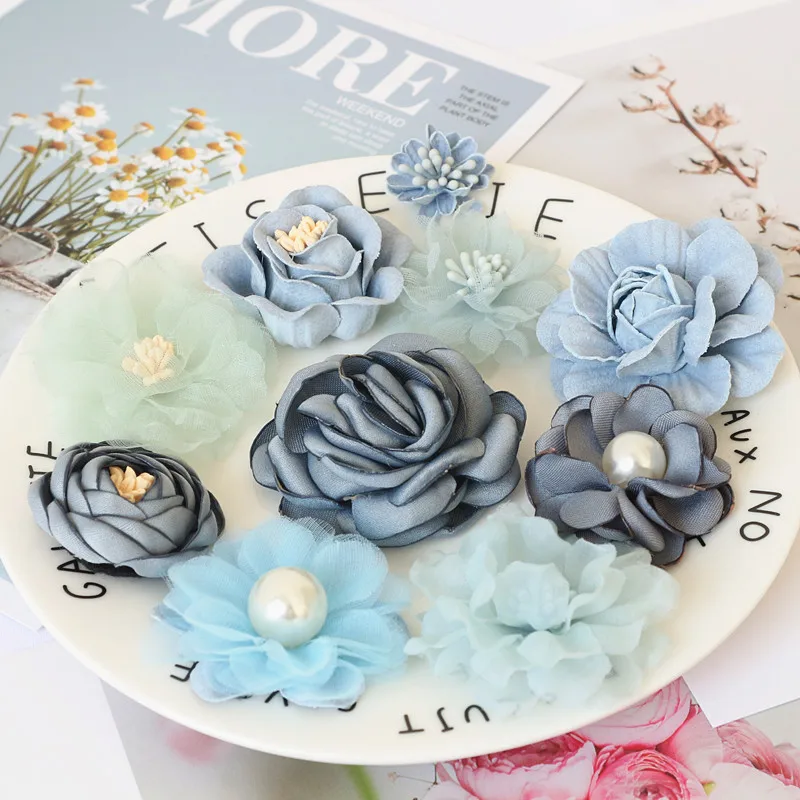 10Pcs/Set Mix Fabric Flowers Simulation Flower Head Decoration Flowers For DIY Accessories