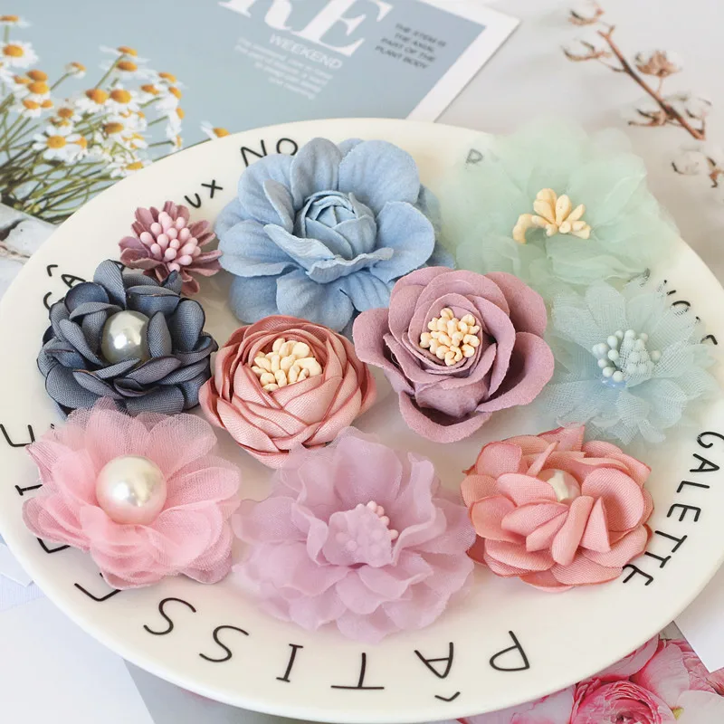 10Pcs/Set Mix Fabric Flowers Simulation Flower Head Decoration Flowers For DIY Accessories