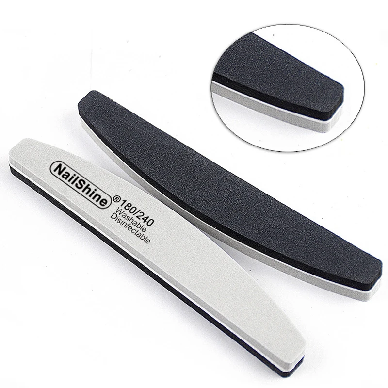 5pcs Sponge Block Nail File 180/240 Gray/Black Boat Nail Buffer Gel Polish Lime a Ongle Sanding Buffer Manicure Tools Supplier