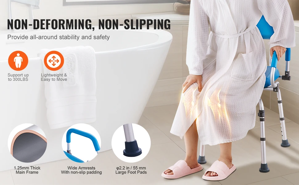 SucceBuy Swivel Shower Chair 360 Degree Adjustable with Armrest and Backrest for Shower or Bathtub Non-Slip for Elderly Disabled