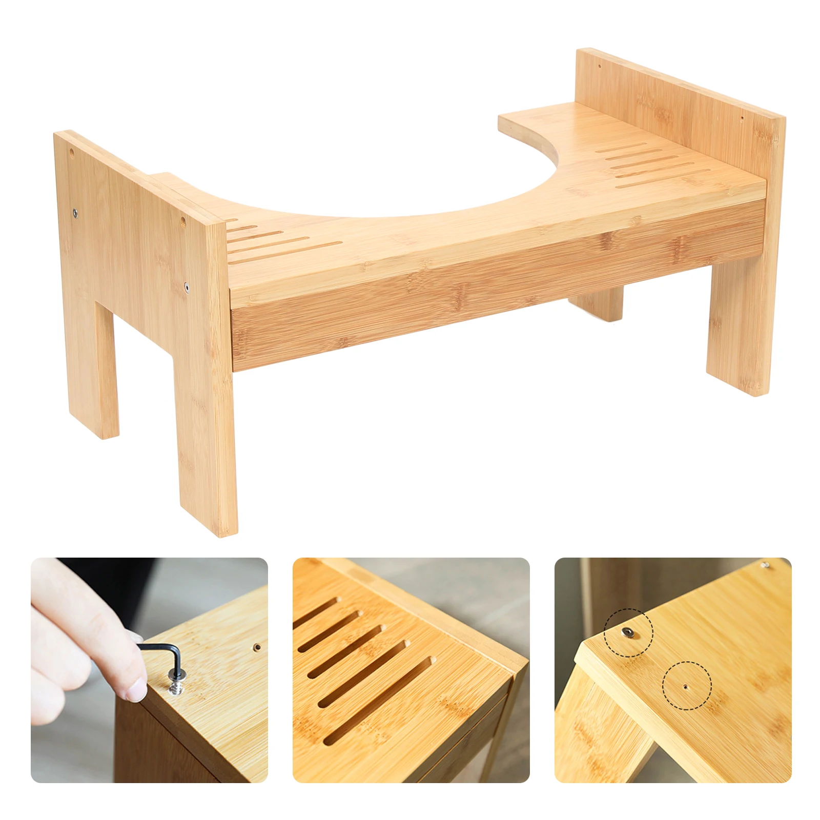 Bamboo Toilet Stool Multi-functional Toilet Stool Poop Stool, Toilet Assistance Steps Stool for Kids and Seniors
