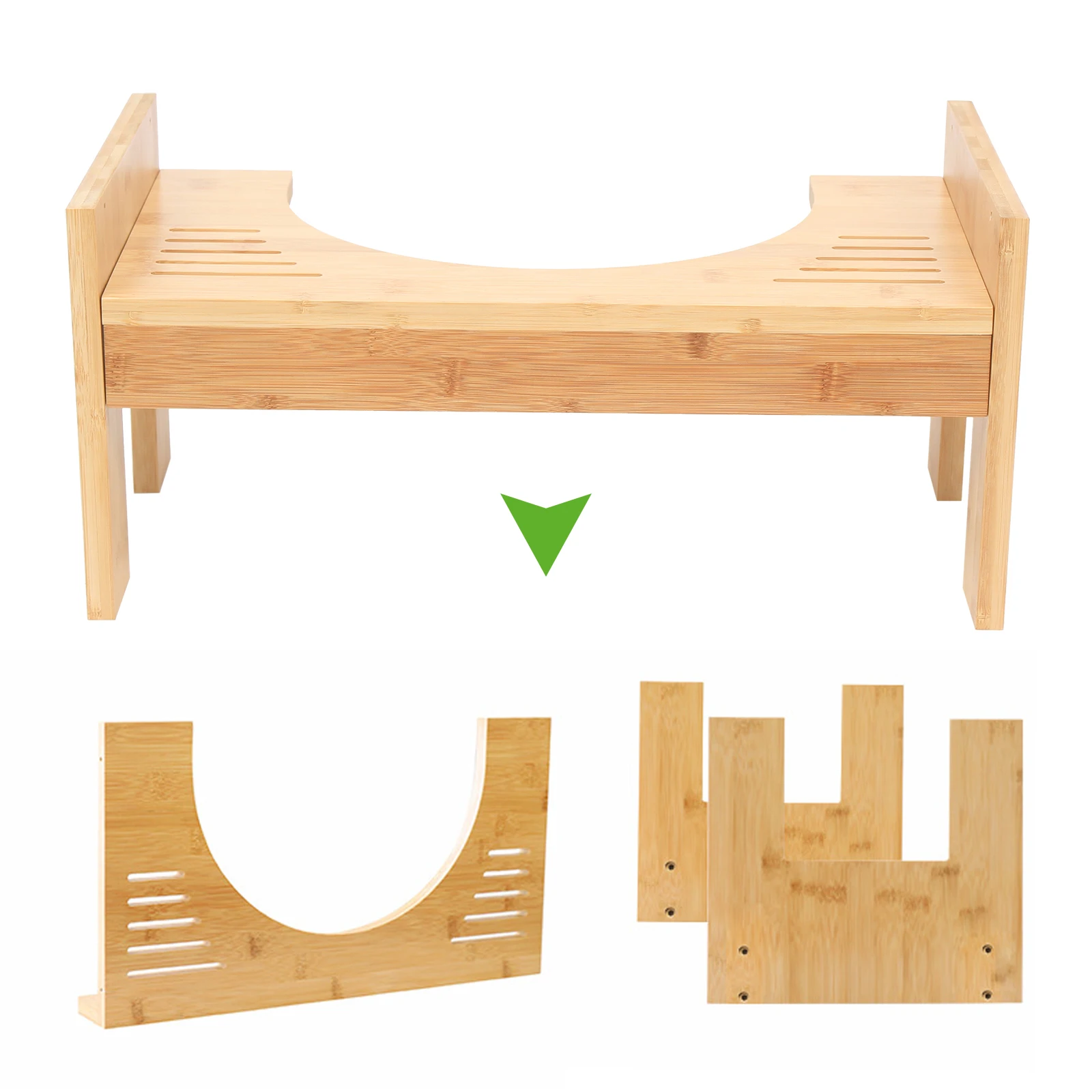 Bamboo Toilet Stool Multi-functional Toilet Stool Poop Stool, Toilet Assistance Steps Stool for Kids and Seniors