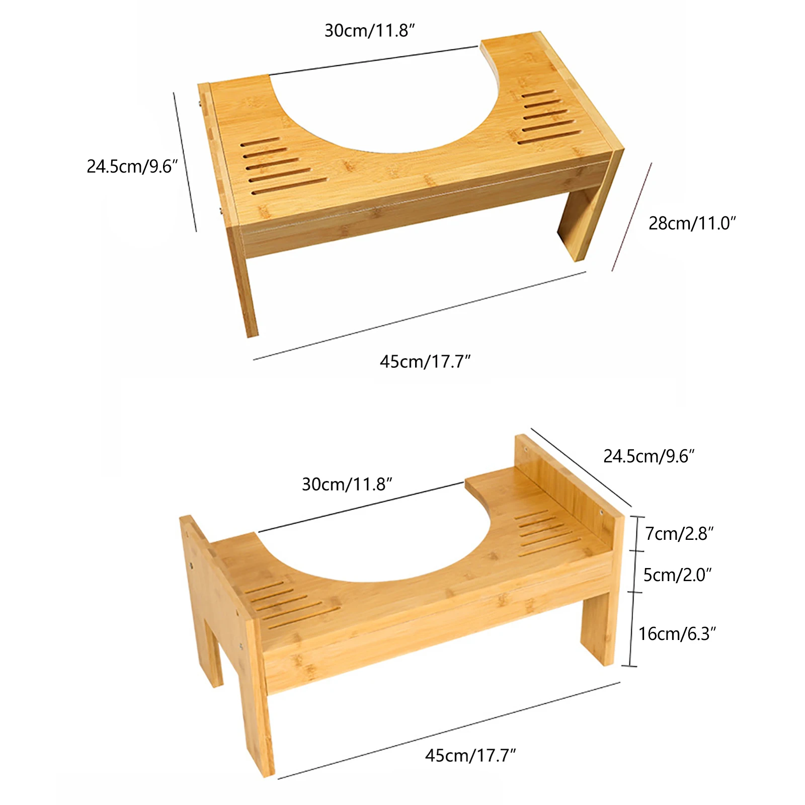 Bamboo Toilet Stool Multi-functional Toilet Stool Poop Stool, Toilet Assistance Steps Stool for Kids and Seniors