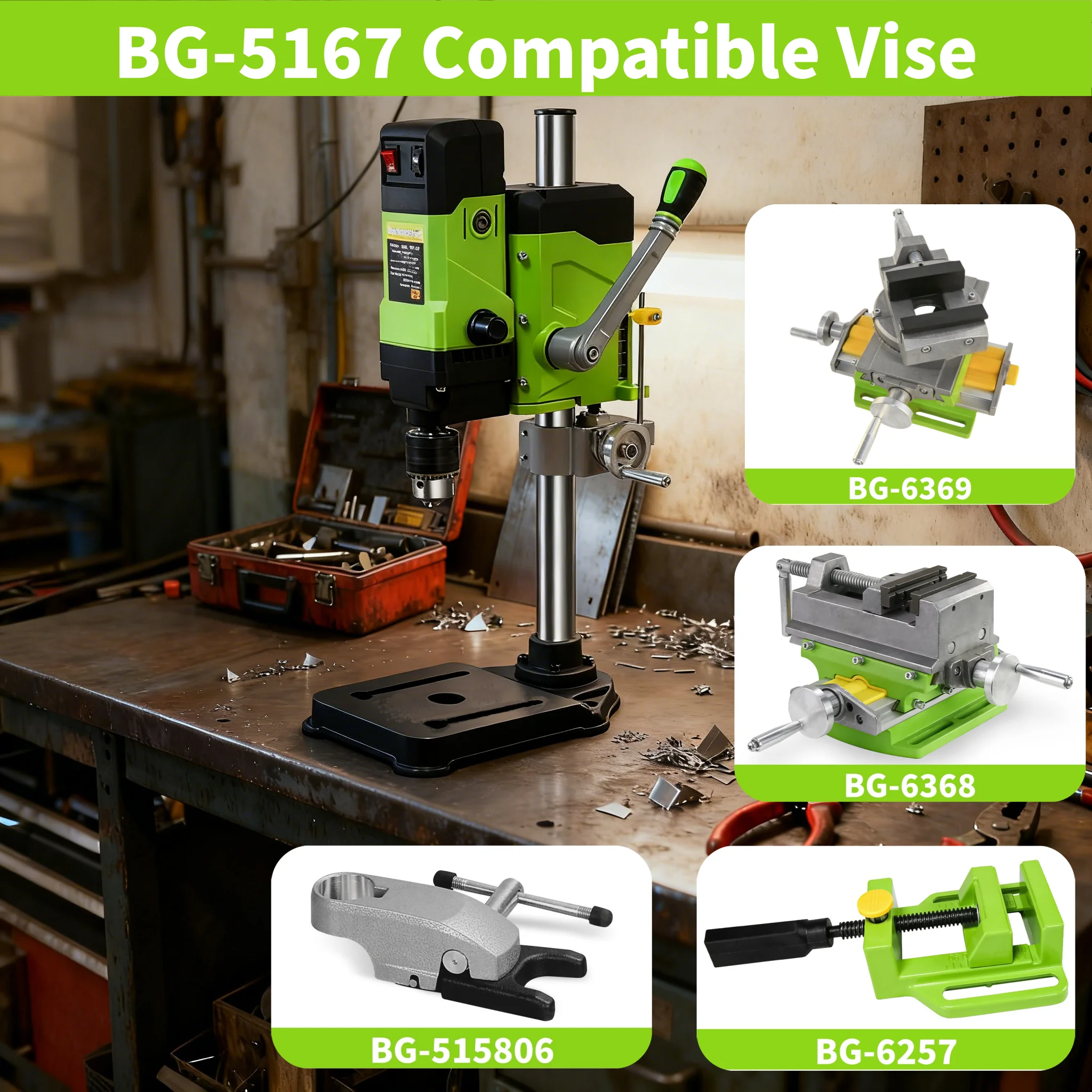 ALLSOME 6-Speed 800W Benchtop Drill Press Drilling Machine BG-5167