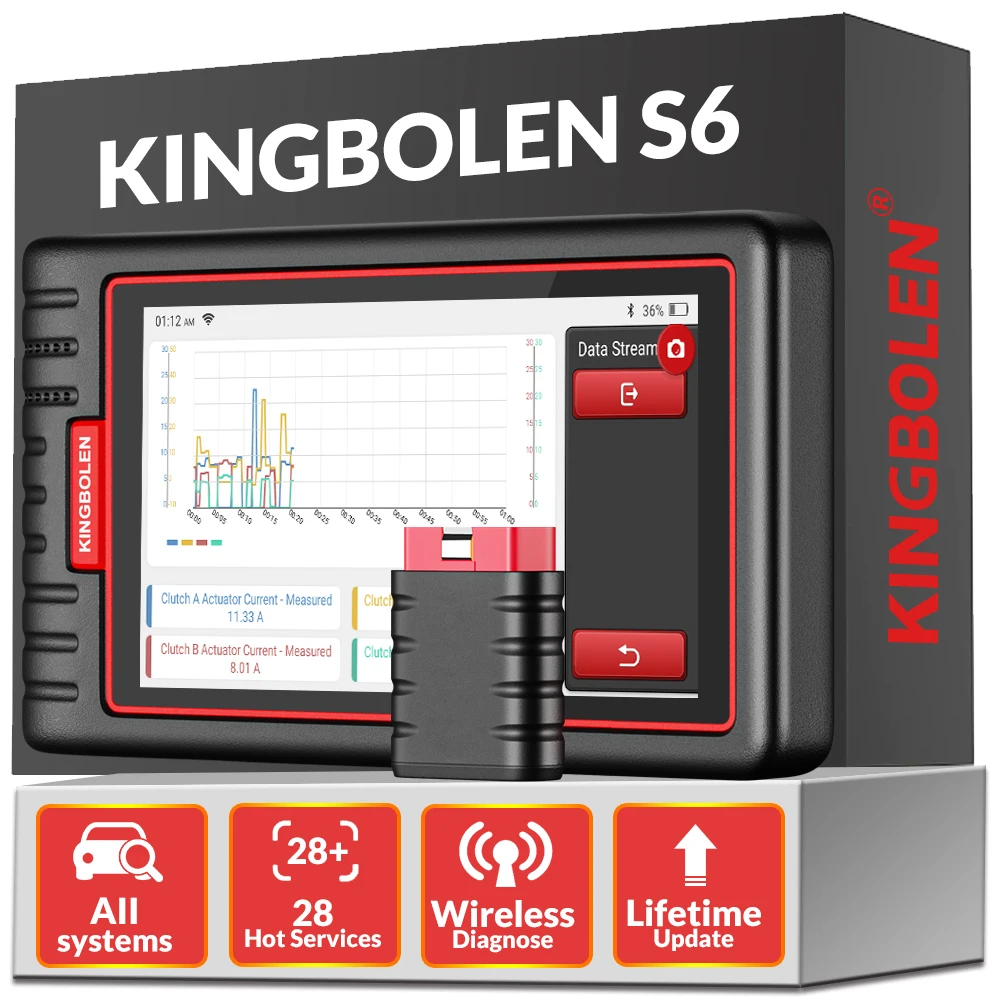 Lifetime Free Update Newest KINGBOLEN S6 CAN FD All System Car Diagnostic Tools Auto OBD Scanner Bluetooth 28 Resets Auto Vin