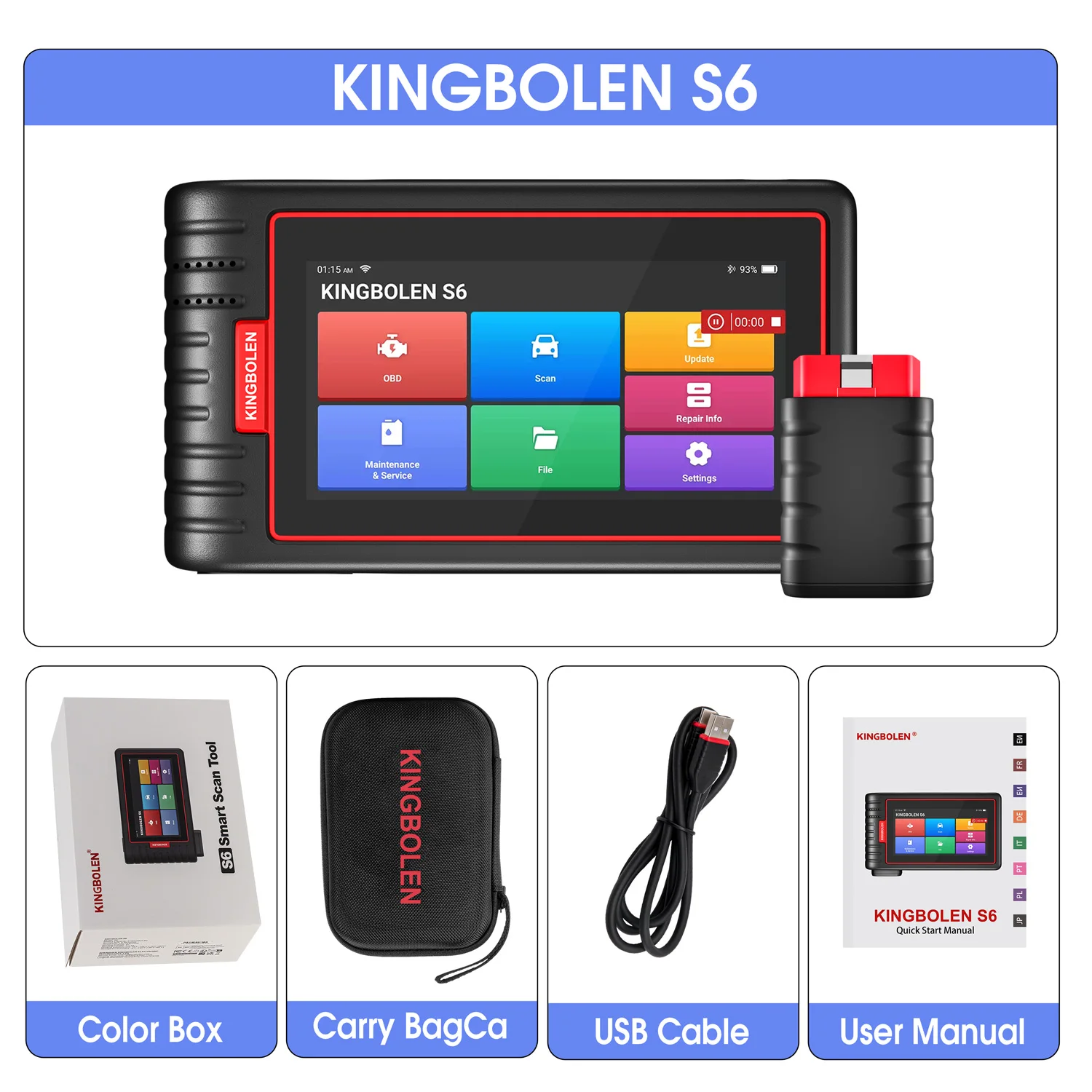 Lifetime Free Update Newest KINGBOLEN S6 CAN FD All System Car Diagnostic Tools Auto OBD Scanner Bluetooth 28 Resets Auto Vin