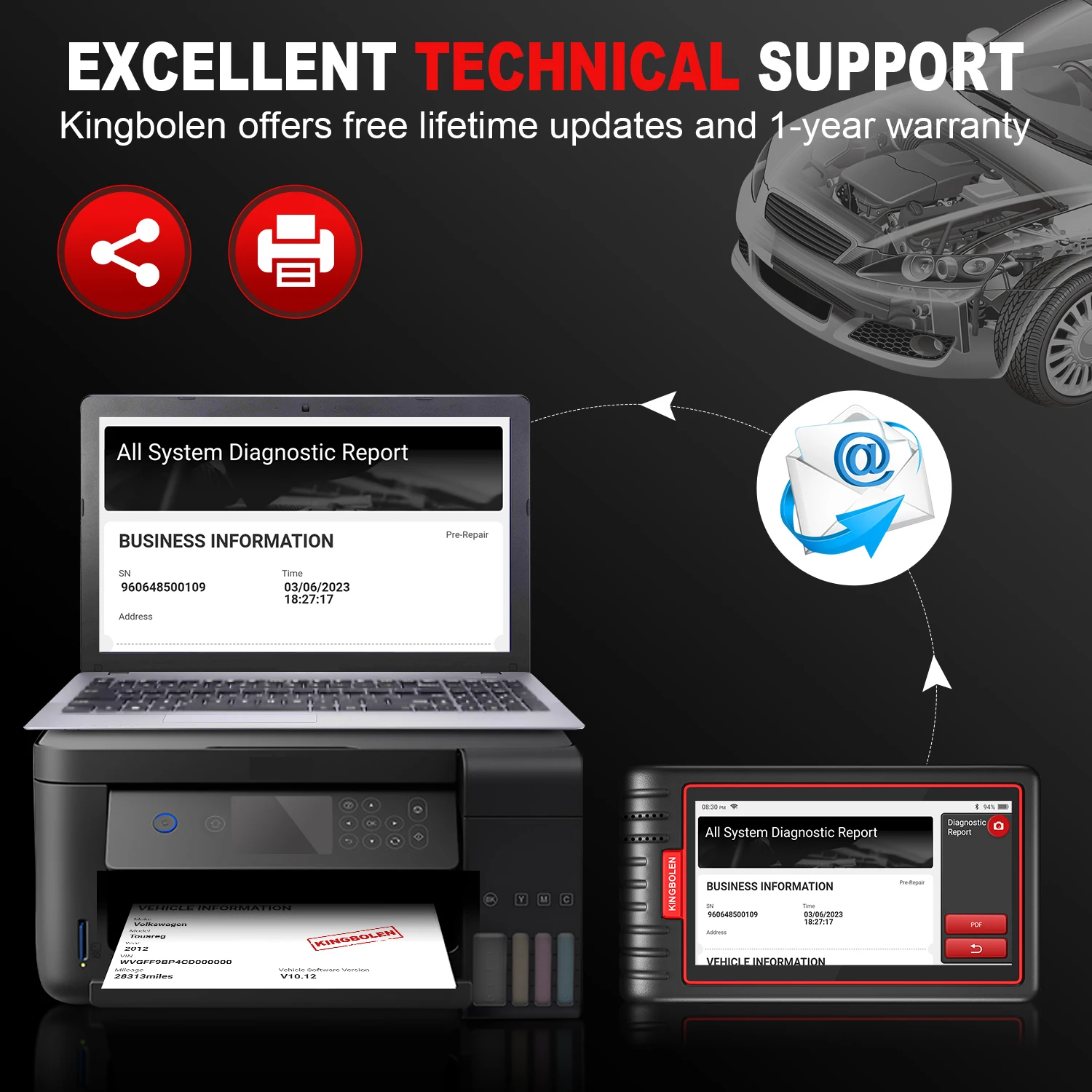 Lifetime Free Update Newest KINGBOLEN S6 CAN FD All System Car Diagnostic Tools Auto OBD Scanner Bluetooth 28 Resets Auto Vin
